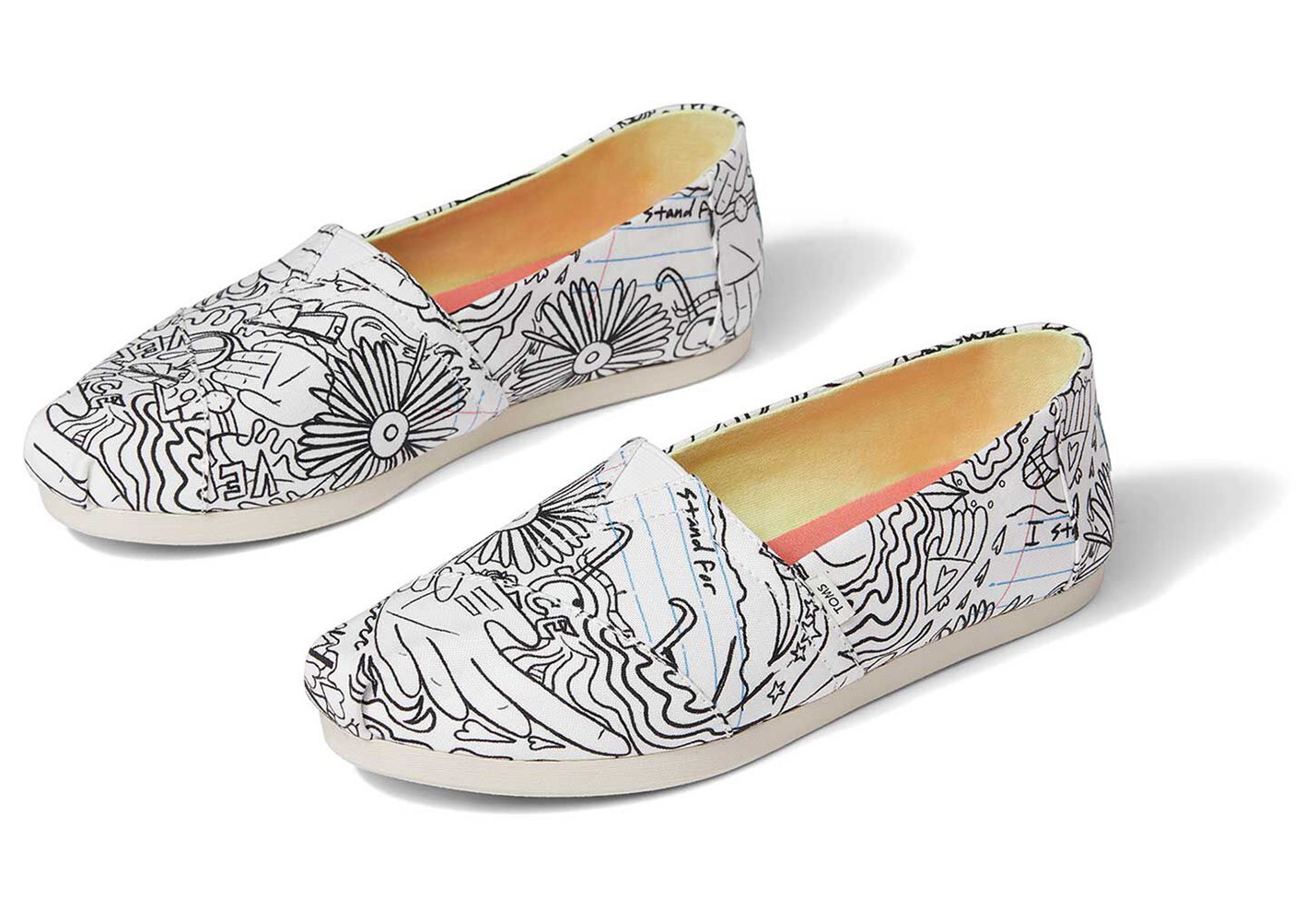 Toms Espadryle Damskie Białe/Czarne - Alpargata Coloring Book - 41SQPTUFZ